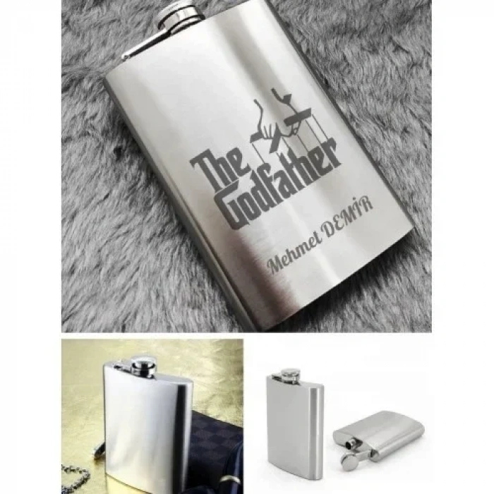 Kişiye Özel God Father 9 Oz Çelik Cep Matarası 266 Ml İçecek Cep Matarası Babaya Hediye