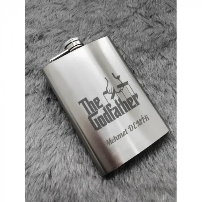 Kişiye Özel God Father 9 Oz Çelik Cep Matarası 266 Ml İçecek Cep Matarası Babaya Hediye