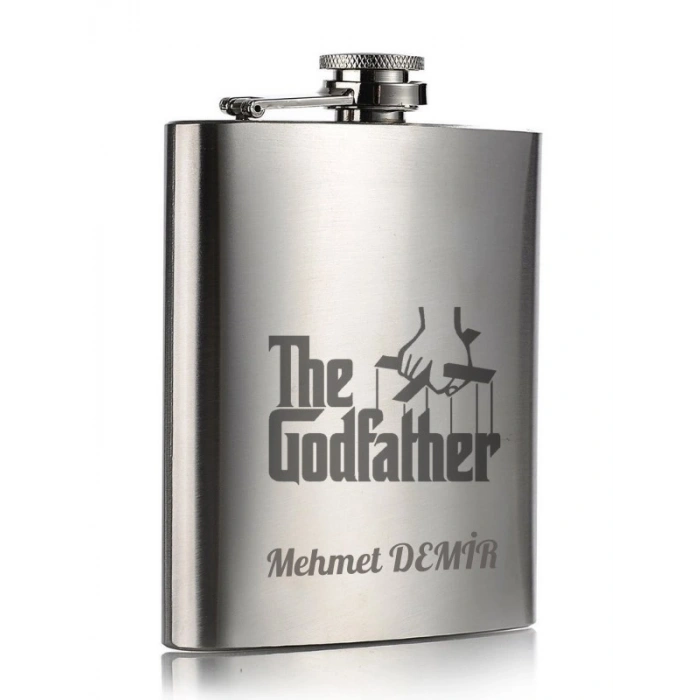 Kişiye Özel God Father 9 Oz  Çelik Cep Matarası 266 Ml İçecek Cep Matarası Babaya Hediye