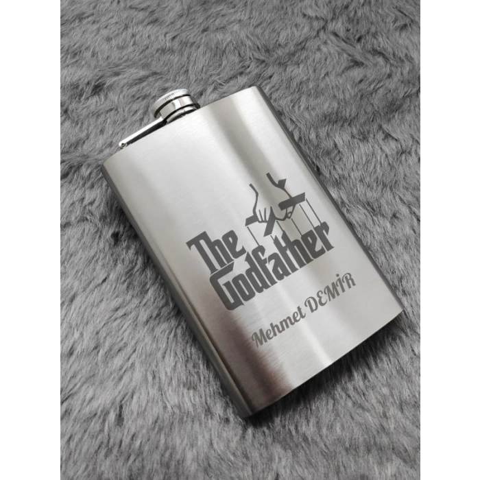 Kişiye Özel God Father 9 Oz  Çelik Cep Matarası 266 Ml İçecek Cep Matarası Babaya Hediye