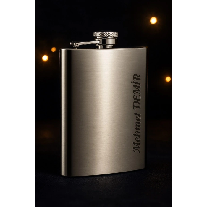 Kişiye Özel Paslanmaz Çelik Cep Matarası – 9 oz Retro & Klasik Erkek Hediye