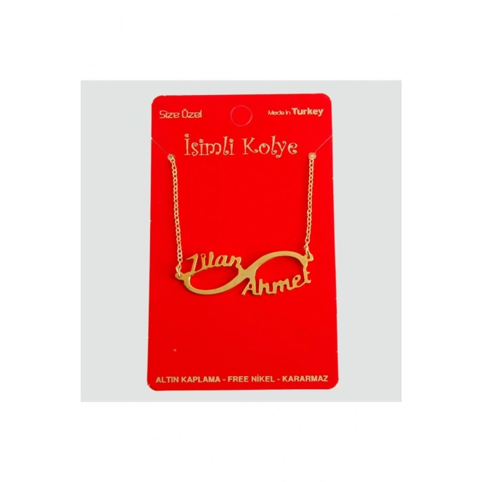 Kişiye Özel Sonsuzluk Çift İsim Yazılı Kolye