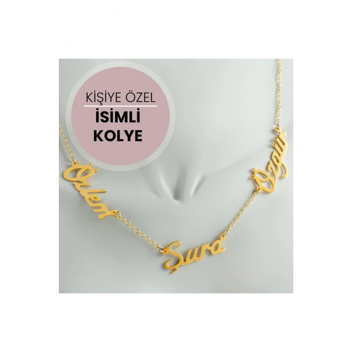 Kişiye Özel Üç İsim Yazılı Kolye