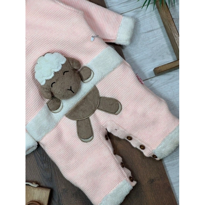 Kışlık Pamuklu Kapüşonlu Kız Bebek Tulum