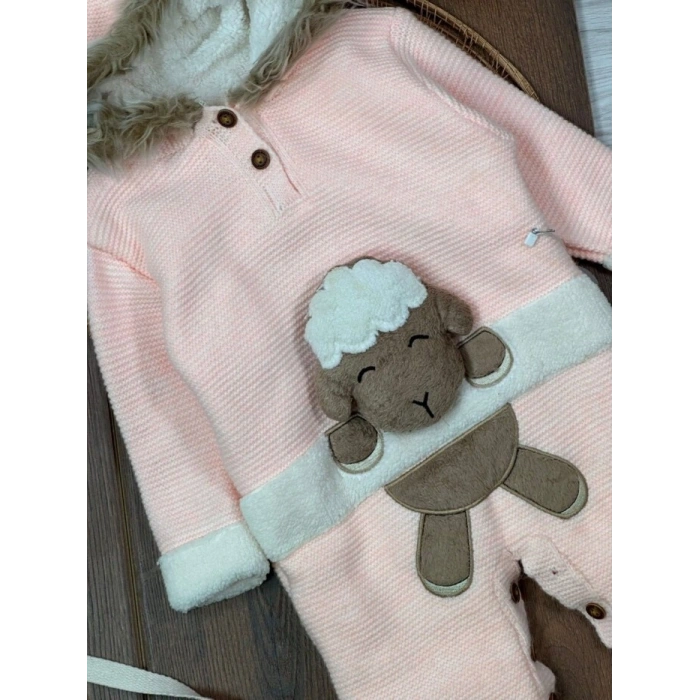 Kışlık Pamuklu Kapüşonlu Kız Bebek Tulum