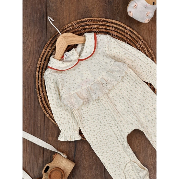 Kışlık Pamuklu Nakışlı Kız Bebek Tulum