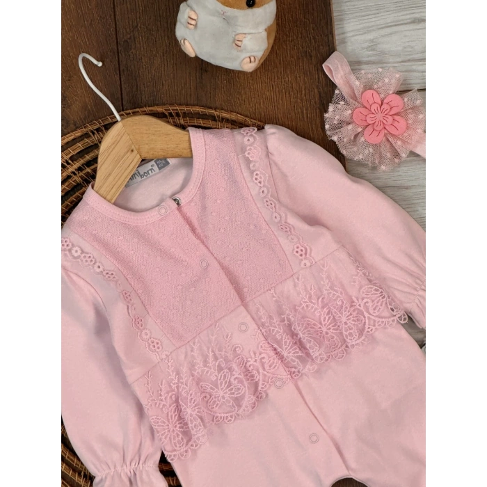 Kışlık Pamuklu Nakışlı Kız Bebek Tulum