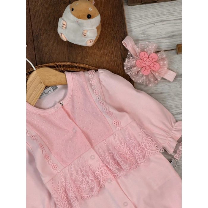 Kışlık Pamuklu Nakışlı Kız Bebek Tulum