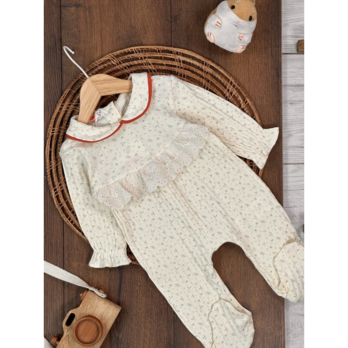 Kışlık Pamuklu Nakışlı Kız Bebek Tulum