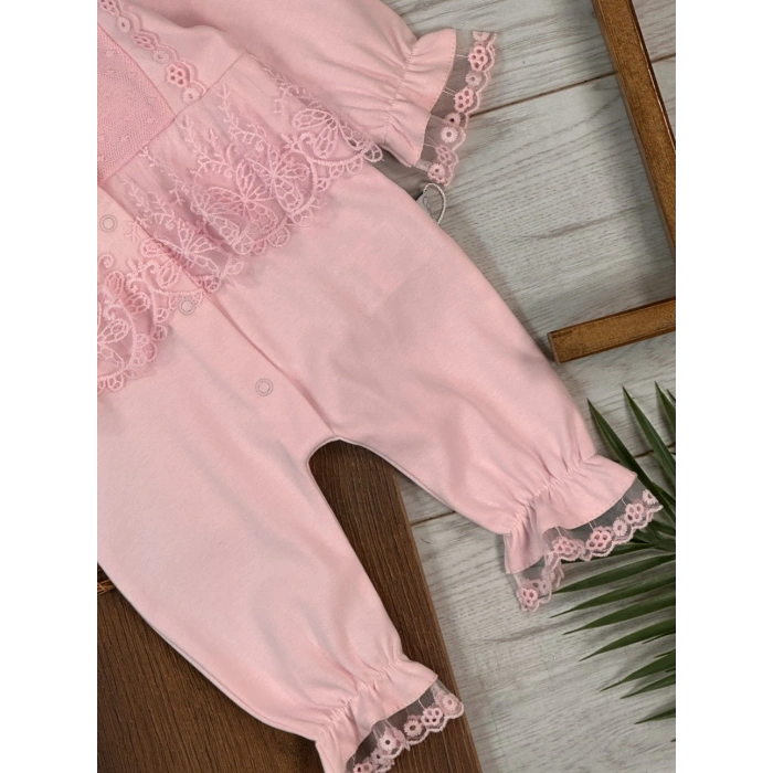 Kışlık Pamuklu Nakışlı Kız Bebek Tulum