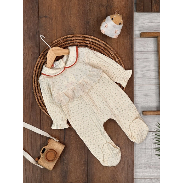 Kışlık Pamuklu Nakışlı Kız Bebek Tulum