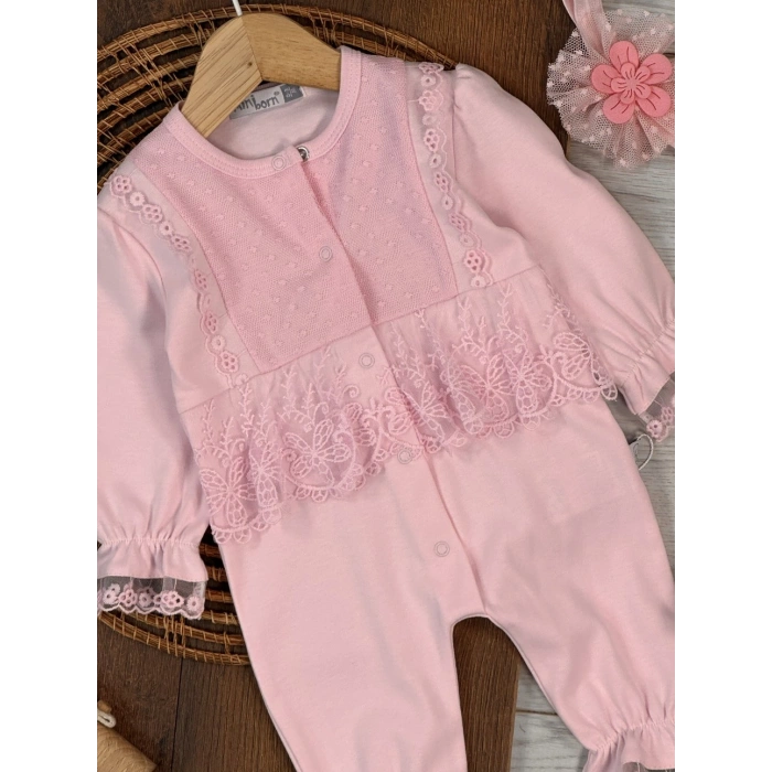 Kışlık Pamuklu Nakışlı Kız Bebek Tulum