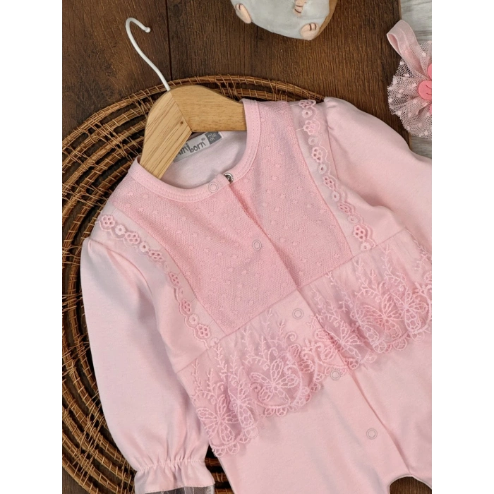 Kışlık Pamuklu Nakışlı Kız Bebek Tulum