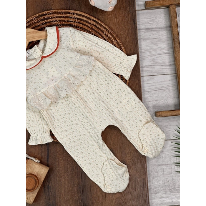 Kışlık Pamuklu Nakışlı Kız Bebek Tulum