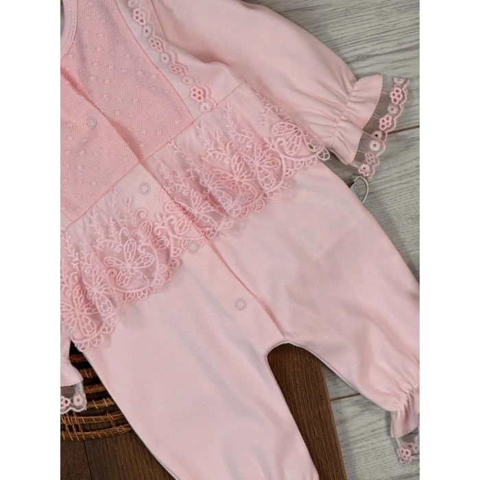 Kışlık Pamuklu Nakışlı Kız Bebek Tulum