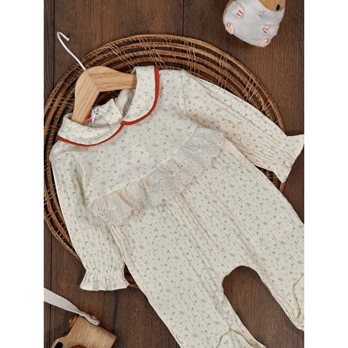 Kışlık Pamuklu Nakışlı Kız Bebek Tulum