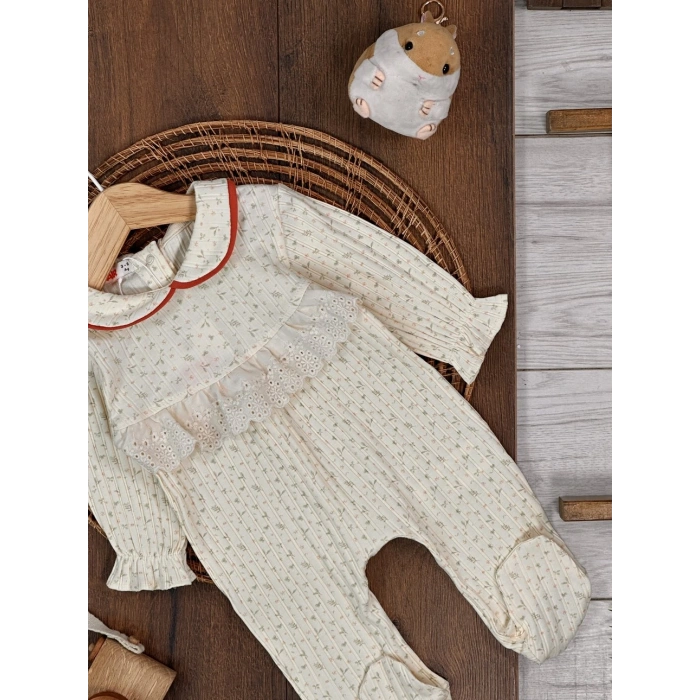 Kışlık Pamuklu Nakışlı Kız Bebek Tulum