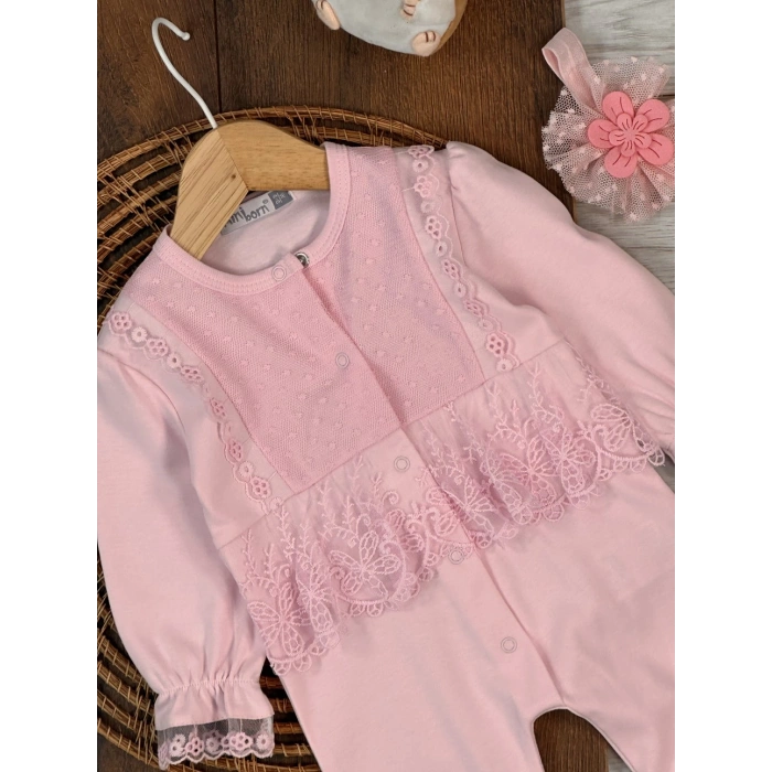 Kışlık Pamuklu Nakışlı Kız Bebek Tulum