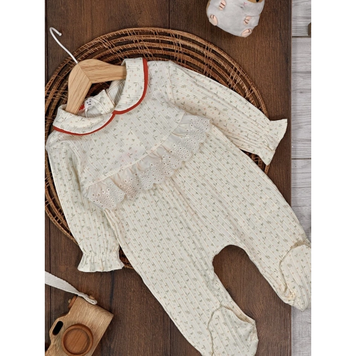 Kışlık Pamuklu Nakışlı Kız Bebek Tulum