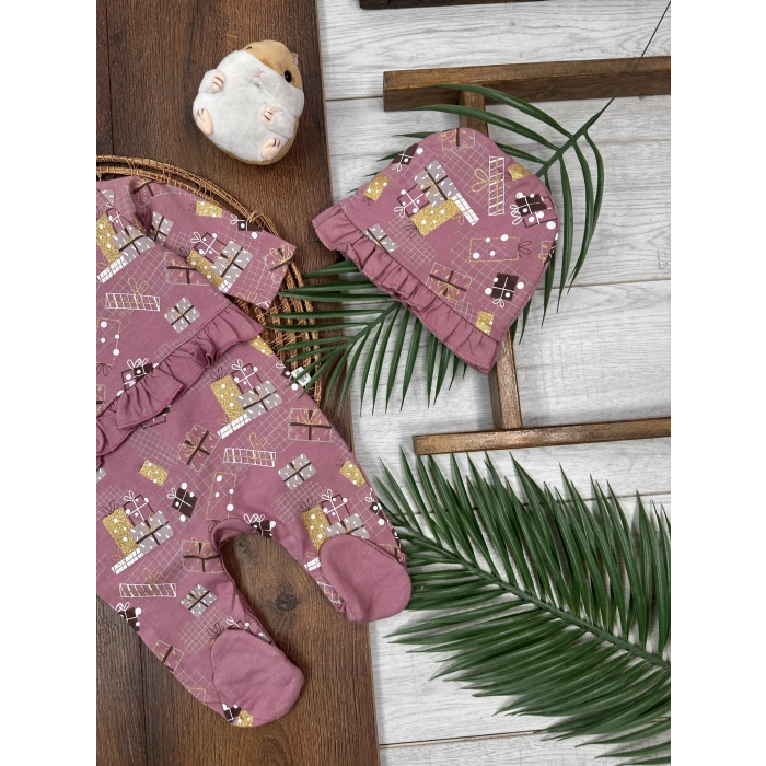 Kışlık Pamuklu Uzun Kollu Kız Bebek 2li Takım