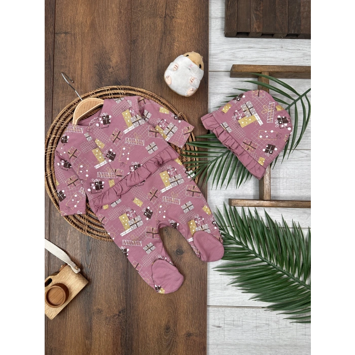 Kışlık Pamuklu Uzun Kollu Kız Bebek 2li Takım