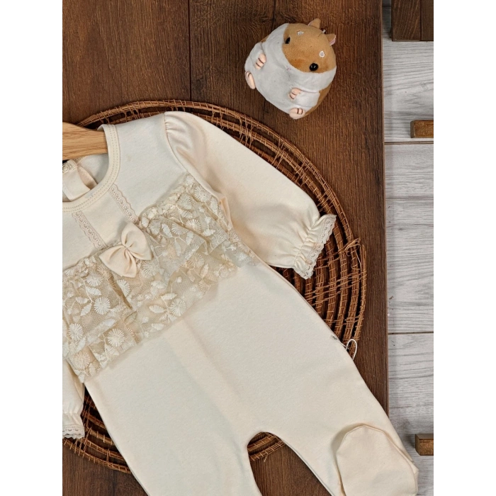 Kışlık Pamuklu Uzun Kollu Kız Bebek Tulum