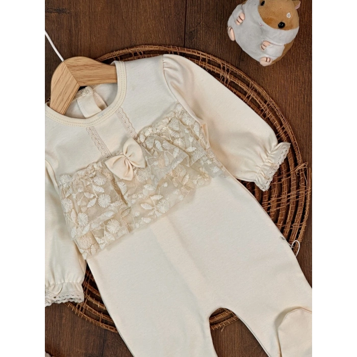 Kışlık Pamuklu Uzun Kollu Kız Bebek Tulum