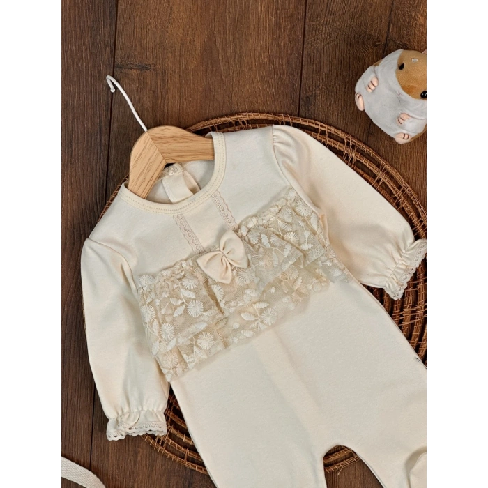 Kışlık Pamuklu Uzun Kollu Kız Bebek Tulum