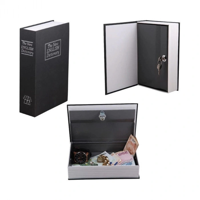 Kitap Şeklinde Gizli Kasa Kilitli kumbara Büyük Boy