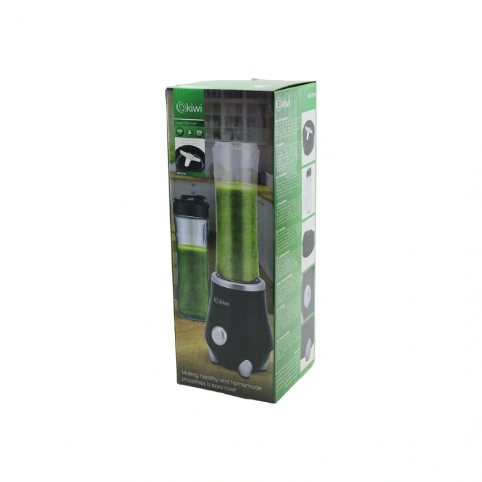 KİWİ KSB-2214 STANDLI BLENDER 250W 500MLPASLANMAZ ÇELİK BIÇAK 2İN1 ŞİŞE=BLENDER HAZNE- MATARA=TAŞIMA KULPLU (4887)
