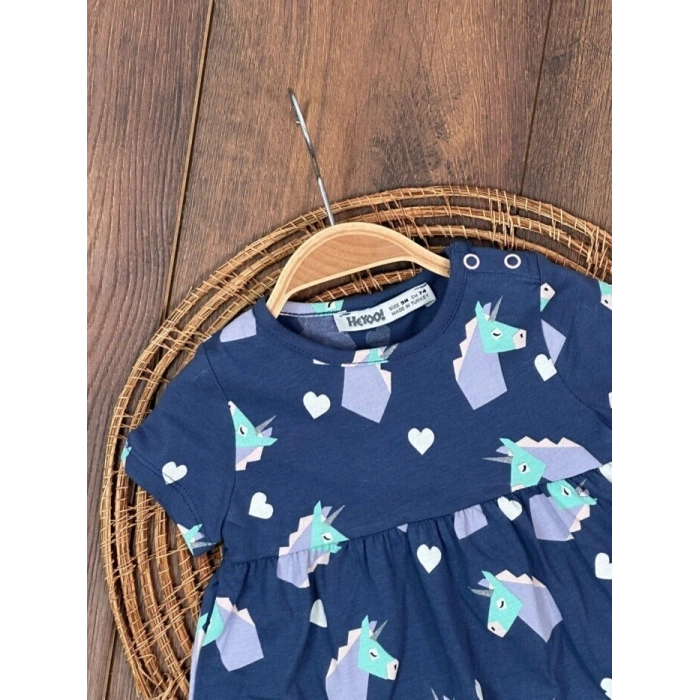 KIZ ÇOCUK & BEBEK MAVİ ELBİSE LASTİKLİ PAÇA, PAMUKLU, DESENLİ, MEVSİMLİK, GÜNLÜK, KIZ ÇOCUK & BEBEK PENYE ELBISE