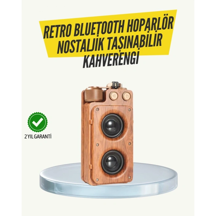 Klasik Görünümlü Bluetooth Hoparlör 360 Derece Stereo Ve Fm Radyo