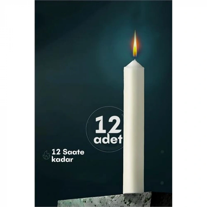 Klasik Mum 12 Adet - Kokusuz Mum 721864