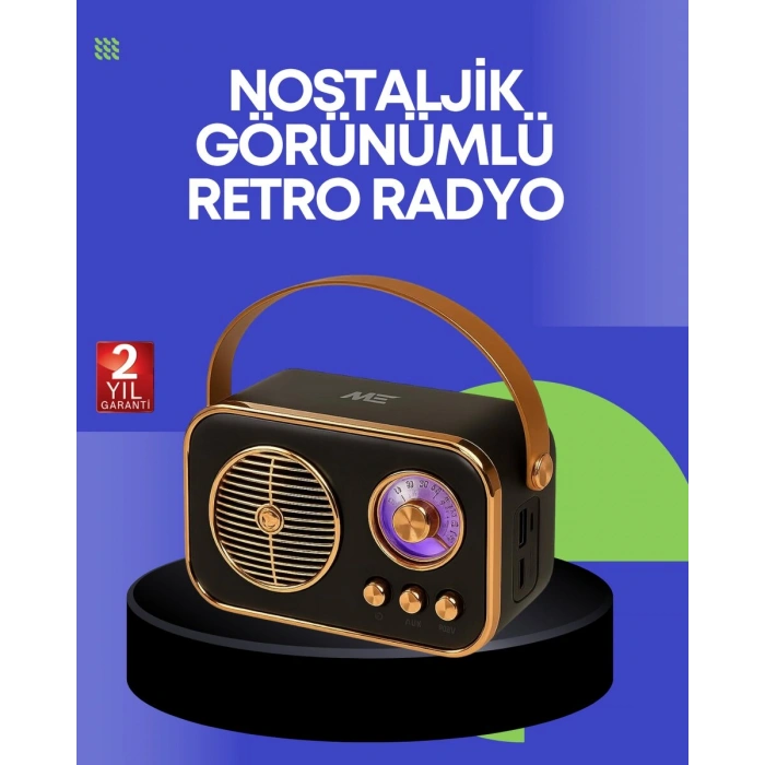 Klasik Retro Radyo – Bluetooth Destekli Fm Özellikli Şarjlı Hoparlör