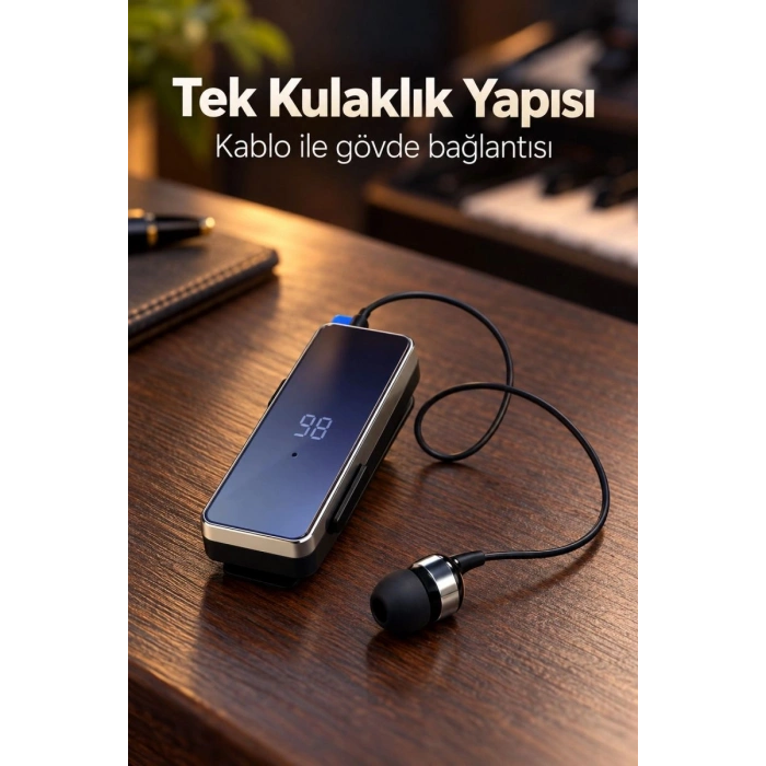 Klipsli Bluetooth Kulaklık Şarj Kablolu Ve Yedek Uçlu