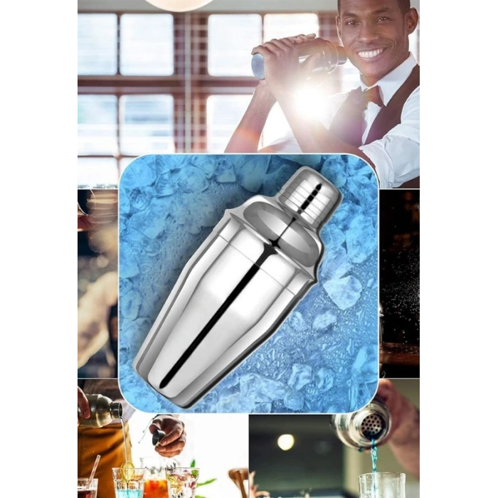 Kokteyl Hazırlama Shaker Seti 6 Parça Çelik Shaker Barmen Seti