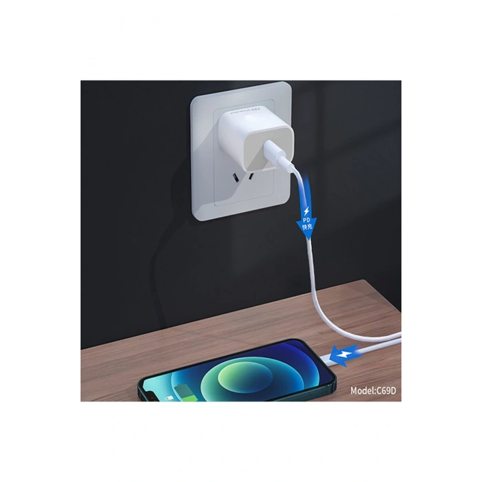 Konfulon C69D 20W + 1M 18W DC15 Type-C to Type-C Kablolu PD Şarj Cihazı