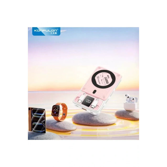 Konfulon M25W 10.000 mAh 20W PD Magsafe Powerbank - Pembe
