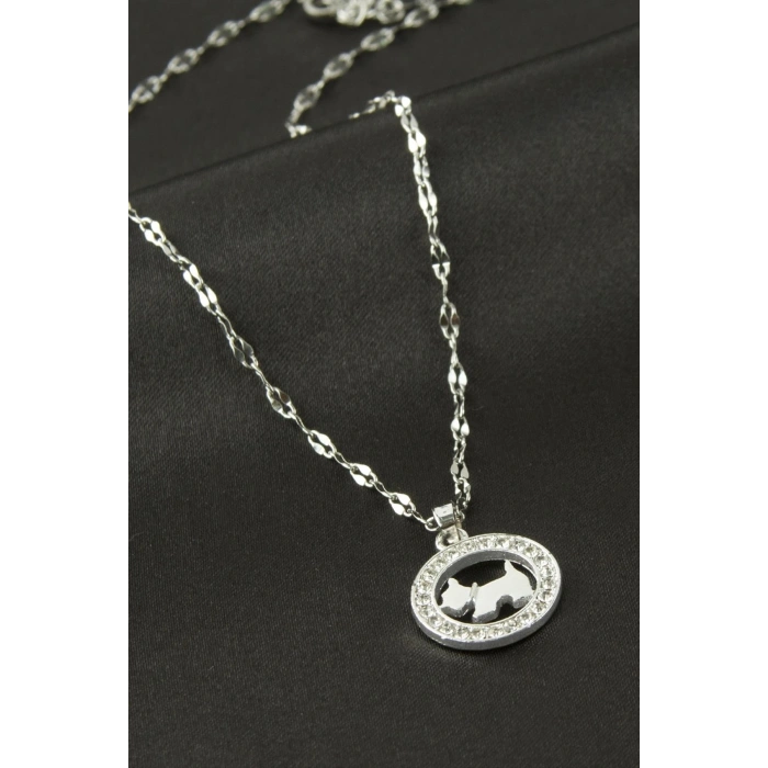 Köpek Zirkon Taşlı Kolye