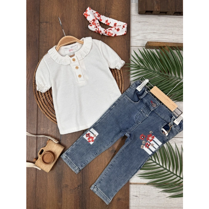 KOT PANTOLON BLUZ TAKIM, PAMUKLU, DESENLİ, MEVSİMLİK, GÜNLÜK, KIZ ÇOCUK & BEBEK  ALT ÜST TAKIM