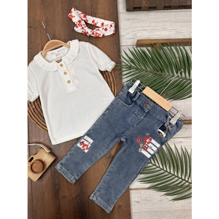 KOT PANTOLON BLUZ TAKIM, PAMUKLU, DESENLİ, MEVSİMLİK, GÜNLÜK, KIZ ÇOCUK & BEBEK  ALT ÜST TAKIM