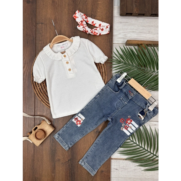 KOT PANTOLON BLUZ TAKIM, PAMUKLU, DESENLİ, MEVSİMLİK, GÜNLÜK, KIZ ÇOCUK & BEBEK  ALT ÜST TAKIM