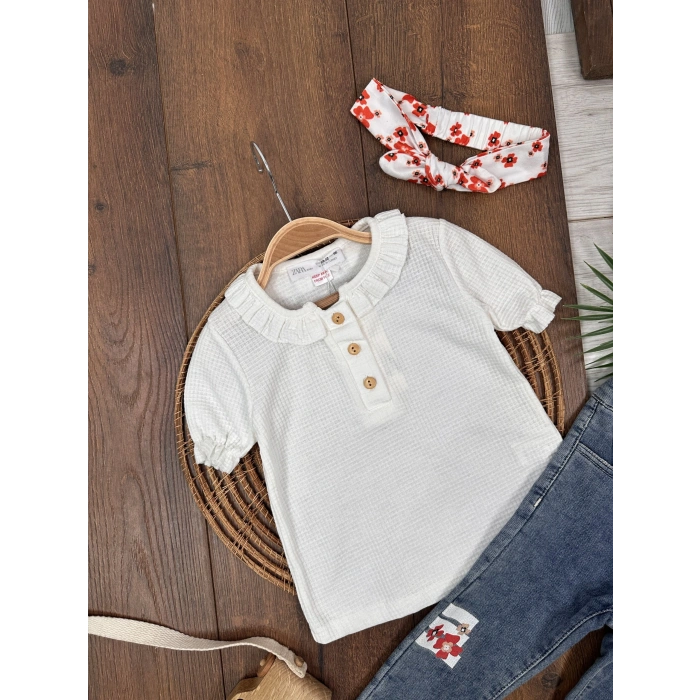 KOT PANTOLON BLUZ TAKIM, PAMUKLU, DESENLİ, MEVSİMLİK, GÜNLÜK, KIZ ÇOCUK & BEBEK  ALT ÜST TAKIM