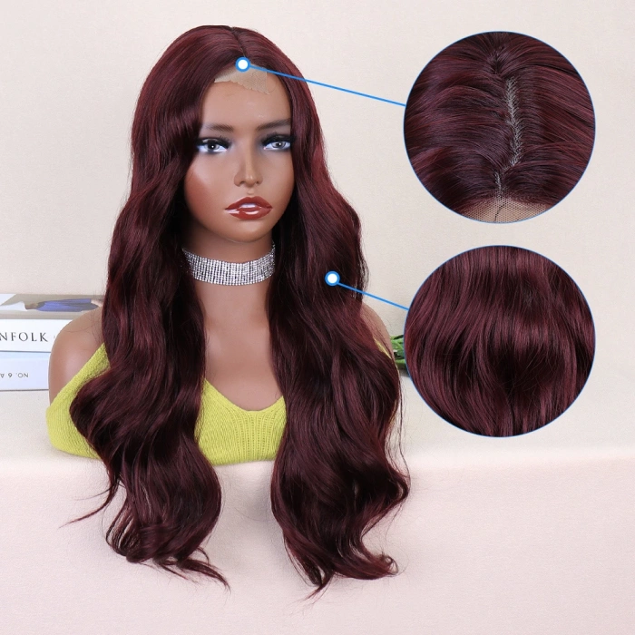 Koyu Kızıl Kahve Tül Peruk