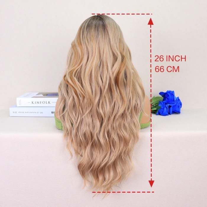 Koyu Kumral Dore Sarı Ombreli Perçemler Bakır Işıltılı Tül Peruk