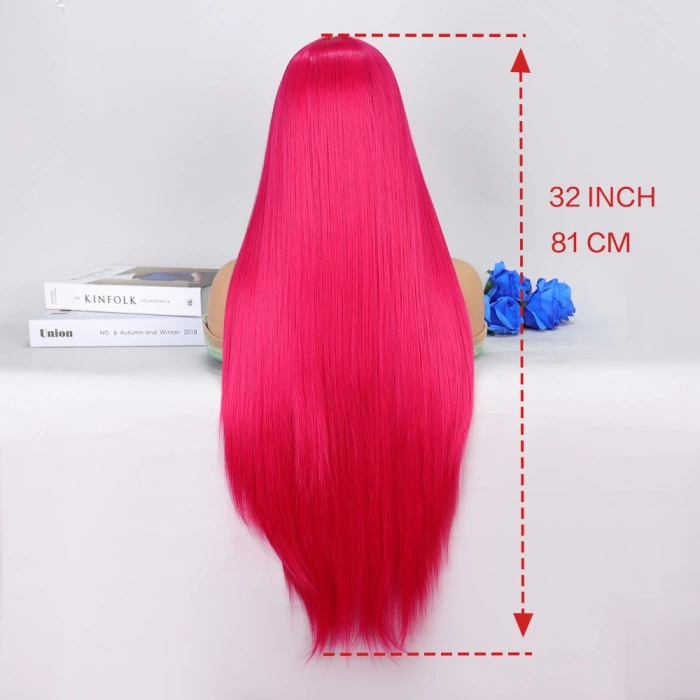 Koyu Pembe Ekstra Uzun Tül Peruk