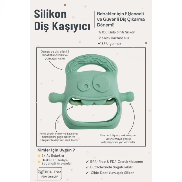 Koyu Yeşil Bebek Silikon Diş Kaşıyıcı