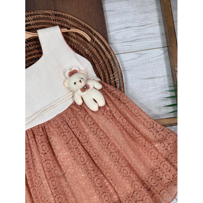 KREM ASKILI KOL AYICIK DETAYLI ŞIK BELDEN BAĞLAMALI ELBISE