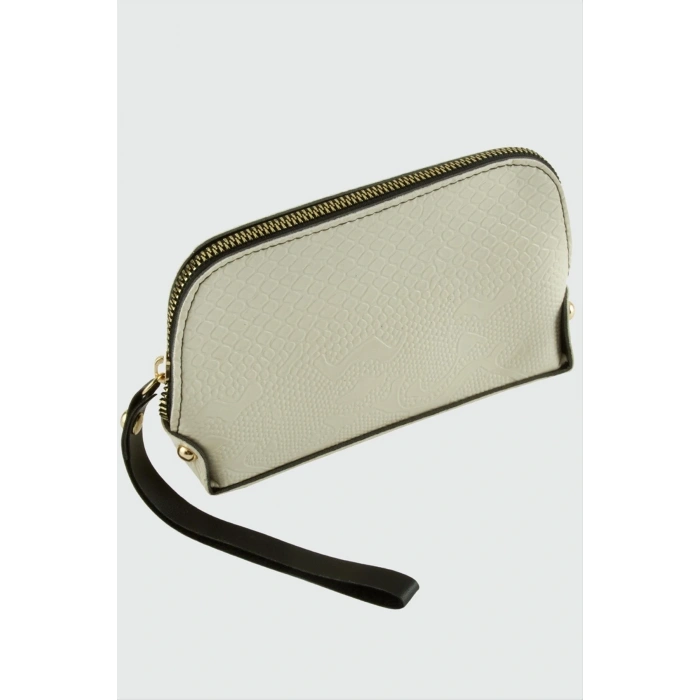 Krem Dikdörtgen Deri Cüzdan