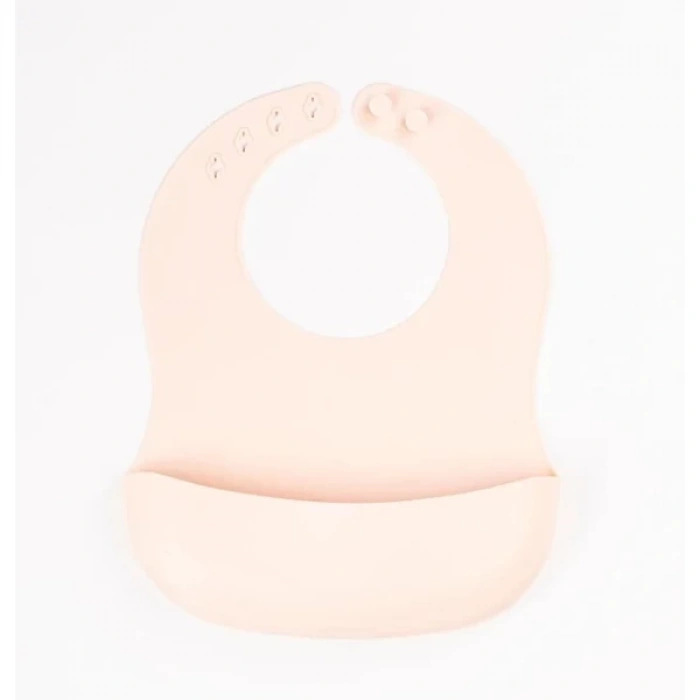 Krem Rengi 3’lü Silikon Yemek Seti – Önlük + Diş Kaşıyıcılı Kaşık + Vakumlu Tabak